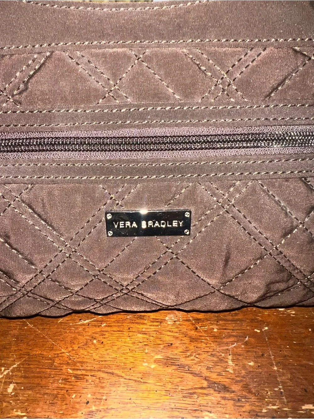 Vera Bradley Black Quilted Brown zebra lining inside Clutch